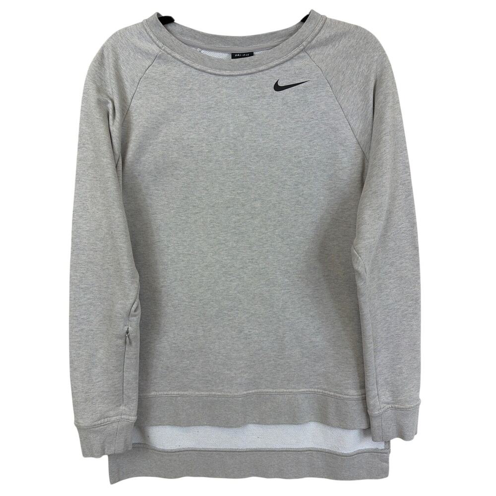 Nike Dri-Fit Grey High-Low Side Slit Sleeve Zip Sweatshirt XS